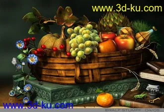 3D打印模型水果篮静物的图片