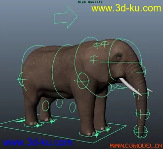 3D打印模型MAYA写实大象（含绑定、贴图）的图片