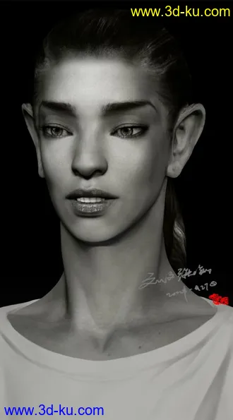 自己做的ZBrush女人脑袋模型，分享大家的图片