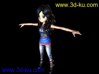 3D打印模型头发飘逸的姑娘的图片