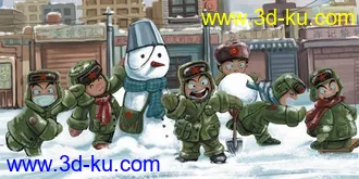 3D打印模型童年堆雪人的图片