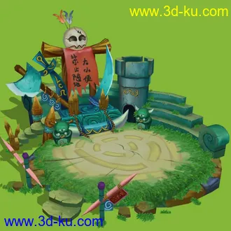 3D打印模型卡通小场景 比武台~··的图片