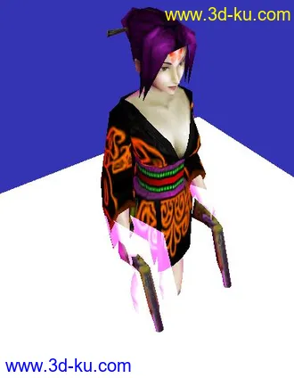 3D打印模型提枪和服女子的图片