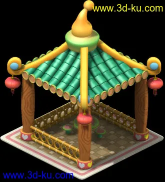 3D打印模型Q版的-亭子-,喜欢的拿去!的图片