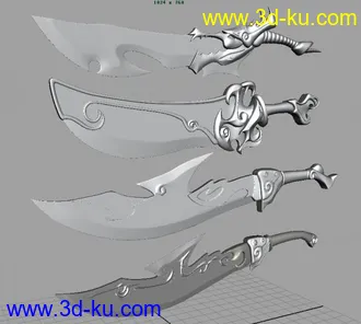 3D打印模型*************4 把漂亮武器（刀）**********的图片