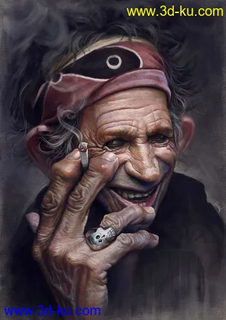 3D打印模型抽烟的老头的图片