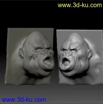 3D打印模型刚雕的一只猩猩头像的图片