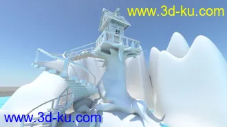 水上小木屋maya场景模型下载的图片