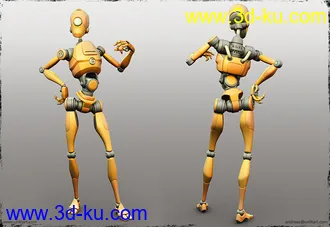 3D打印模型经典小机器人，带骨骼，绑定的图片