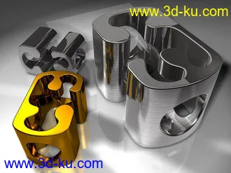 3D打印模型机械镂空字符，带材质灯光贴图的图片