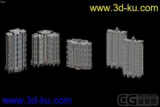 3D打印模型5栋新鲜出炉的高层住宅的图片