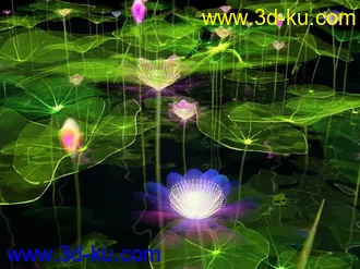 3D打印模型荷花池塘（夜景）的图片
