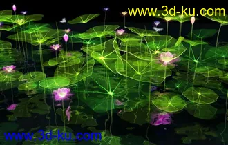 3D打印模型荷花池塘（夜景）的图片