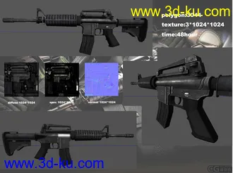 3D打印模型m4冲锋枪，带normal和sp的图片