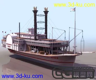 3D打印模型古董蒸汽船（带贴图）的图片