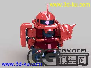 3D打印模型sd扎古-赤色彗星-倒角半高模的图片