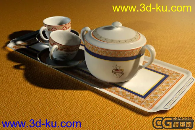 精模茶具一套模型的图片1