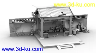 3D打印模型一个破败的小亭子的图片