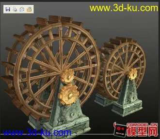 3D打印模型自己做的水车的图片