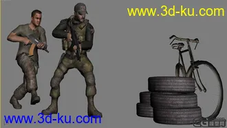 3D打印模型两个战士 额外赠送自行车一个的图片