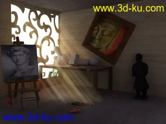 3D打印模型早期画室带有魔幻色彩室内场景的图片