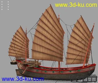 中国海盗船模型带贴图MAYA2008文件，2048贴图，绝对原创的图片