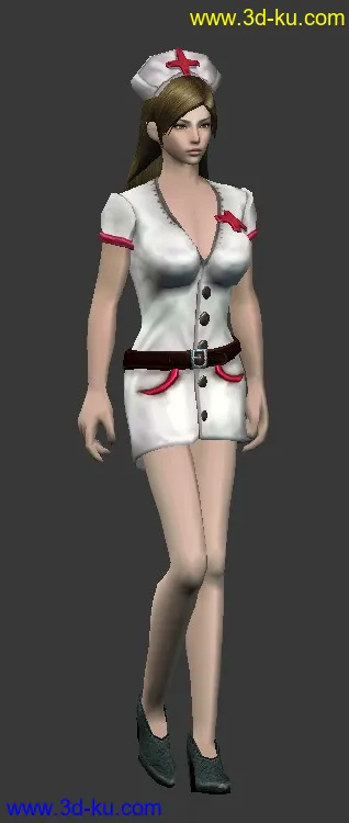 3D打印模型女护士，带骨骼绑定和走路动作的图片