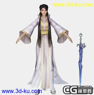 3D打印模型游戏美女带把剑·！带贴图的图片