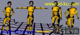 3D打印模型著名游戏物理引擎Havok的人物HavokGirl, 带骨骼动画的图片