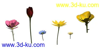 3D打印模型精选7种3DSMAX三维造型花，带贴图的图片