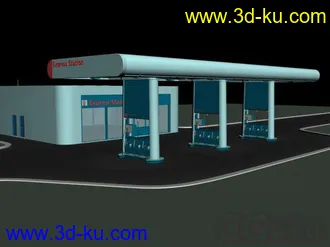 3D打印模型一个加油站带贴图的图片