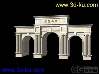 3D打印模型早期做的一个欧式门楼（非低模，有材质）的图片