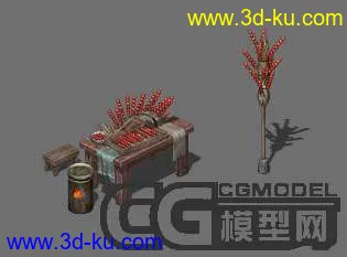 3D打印模型2D写实场景 冰糖葫芦摊(带未合并PSD贴图)的图片