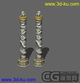 3D打印模型<剑侠世界>华表高模分享(带PSD档贴图，置换贴图)的图片