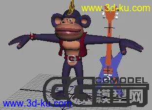 3D打印模型卡通摇滚猩猩（已绑定）的图片