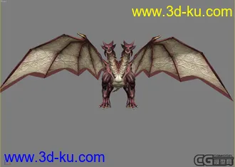 3D打印模型一只双头龙，有贴图，某个韩国游戏里的的图片