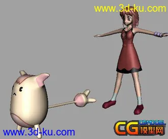 3D打印模型少女和她的怪宠的图片