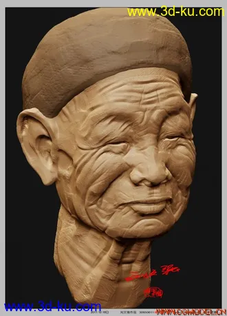 自己做的ZBrush老女人脑袋模型，分享大家的图片