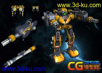 3D打印模型带武器的机器人的图片