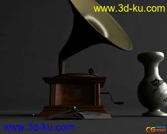 3D打印模型发一个留声机的静物组合 完整工程文件的图片