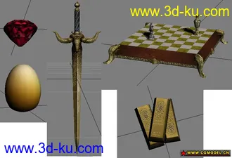 分享模型之 金剑、金条、金蛋、金棋盘、红宝石的图片