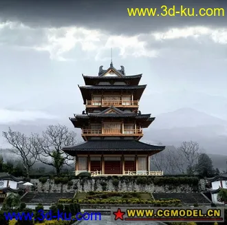 3D打印模型藏经阁的图片