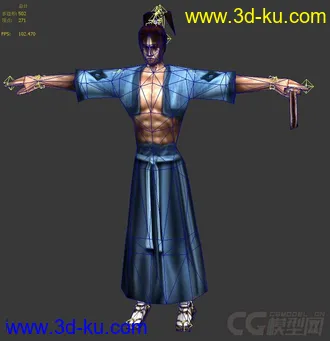 3D打印模型武侠人物低模， 带人物骨骼和动作的图片