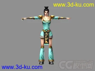 3D打印模型武侠人物低模， 带人物骨骼和动作的图片