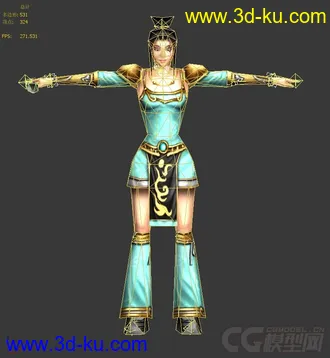 3D打印模型武侠人物低模， 带人物骨骼和动作的图片