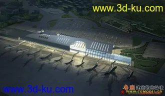 【转】水晶石建筑工程室外经典模型附贴图相机灯光参数-------大连航站楼的图片