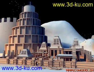 3D打印模型一个码头，几条船的图片