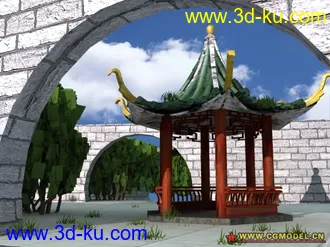 3D打印模型发个古代亭子场景、、、的图片