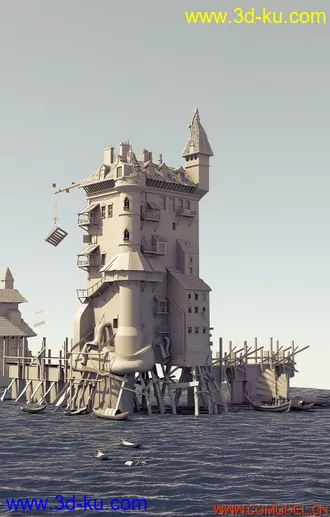 3D打印模型3个不同场景白模的图片