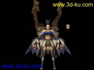3D打印模型obj和mb格式两套，武侠女性角色，后背携带蝠翅机括的图片
